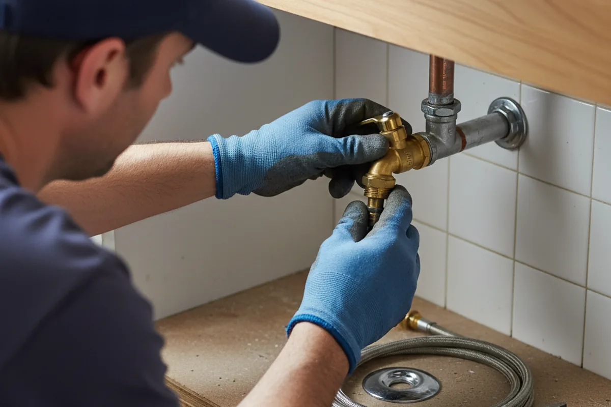 Shutoff valve and fitting work during Burst Pipe Repair in Avalon
